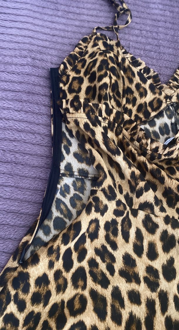 Leopar desenli mini elbise - Görsel 3