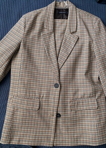 Düğmeli Kareli Kadın Blazer Ceket pantolon