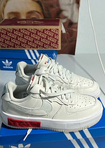 nike air force 1 Beyaz Bağcıklı Blok Topuklu Spor Ayakkabı - Görsel 6
