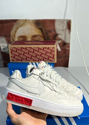 nike air force 1 Beyaz Bağcıklı Blok Topuklu Spor Ayakkabı - Görsel 3