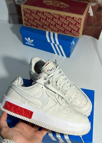 nike air force 1 Beyaz Bağcıklı Blok Topuklu Spor Ayakkabı - Görsel 5
