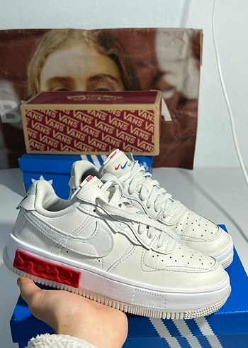 nike air force 1 Beyaz Bağcıklı Blok Topuklu Spor Ayakkabı - Görsel 2