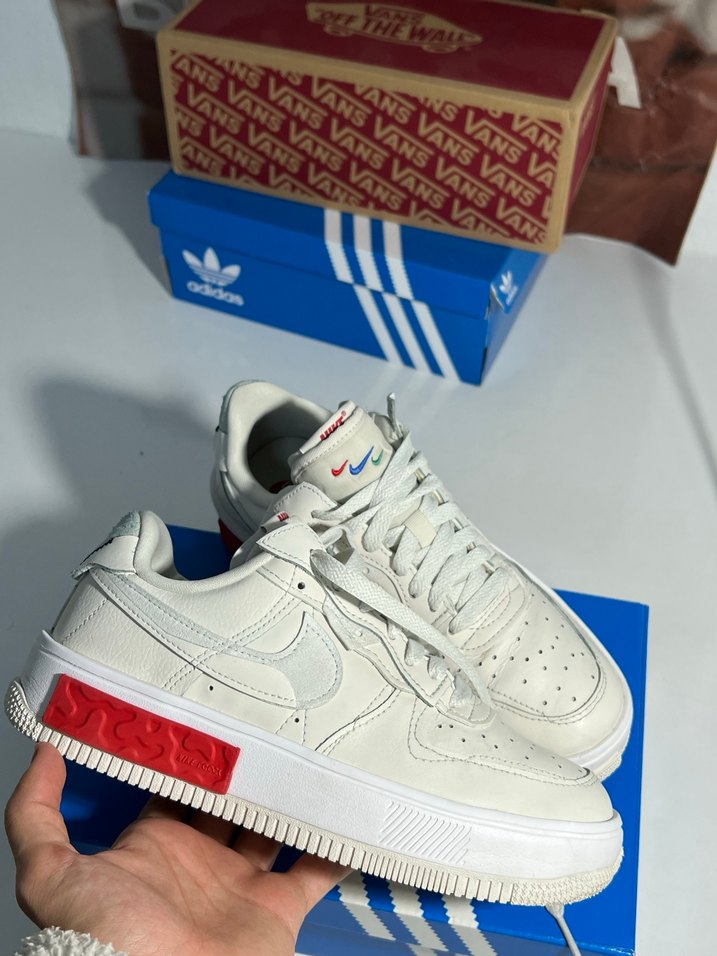 nike air force 1 Beyaz Bağcıklı Blok Topuklu Spor Ayakkabı - Görsel 5