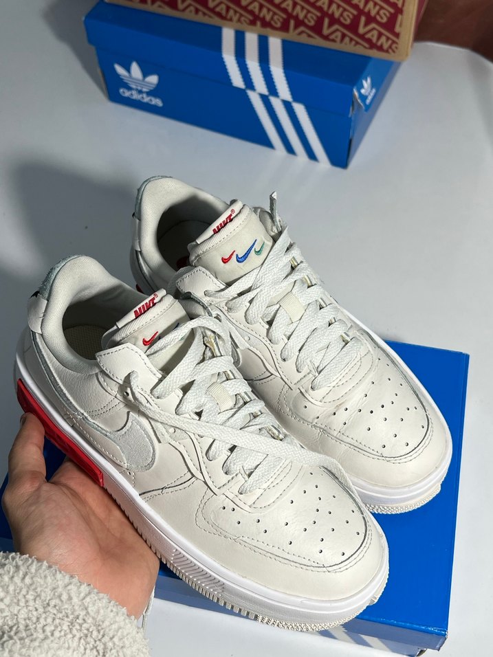 nike air force 1 Beyaz Bağcıklı Blok Topuklu Spor Ayakkabı - Görsel 4