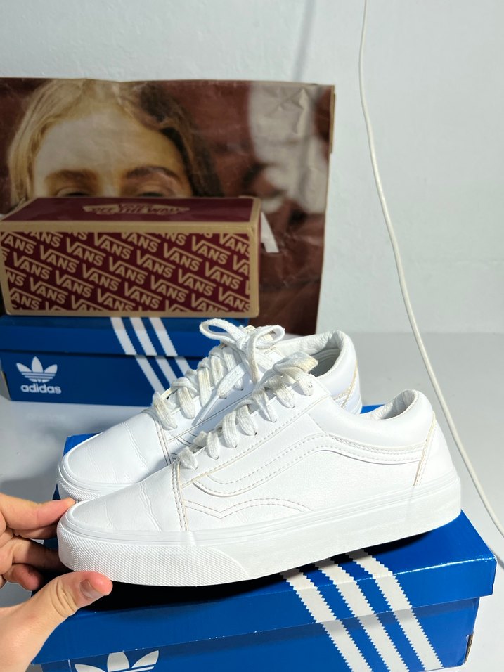 Beyaz Vans Stiletto Topuklu Spor Ayakkabı - Görsel 4