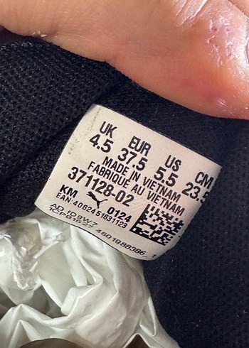 37,5 Beden siyah Renk Puma Erkek Siyah Spor Ayakkabı Velcro