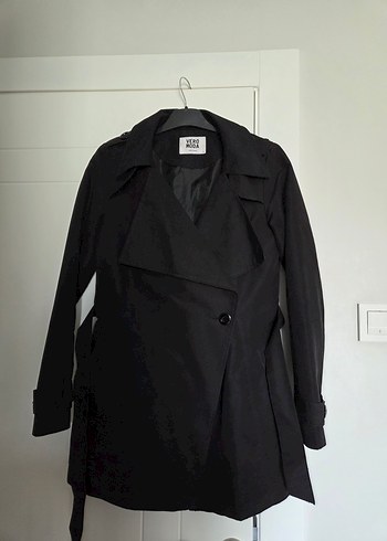 Kadın Siyah Midi Kemerli Trençkot trenchcoat