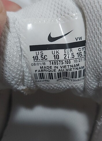 27 Beden beyaz Renk Nike çocuk
