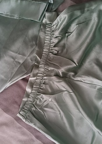 Gri Kadın Midi Saten Pijama Takımı - Görsel 6