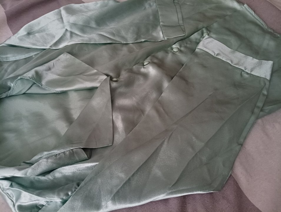 Gri Kadın Midi Saten Pijama Takımı - Görsel 5