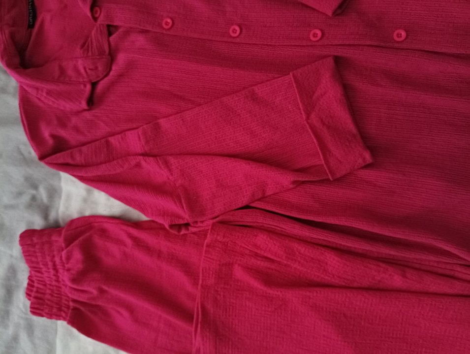 Uzun Kollu Düğmeli Pembe Keten Gömlek takım - Görsel 2