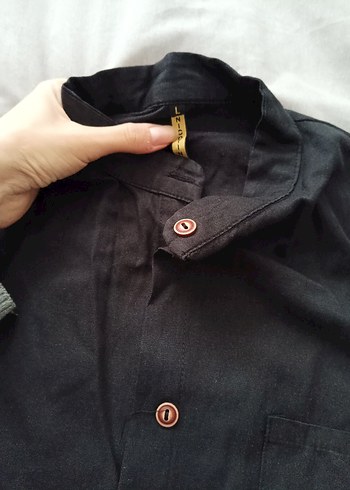 Uzun Kollu Siyah Kadın Gömlek - Görsel 2