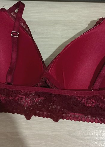 Bordo Dantel Bohem Bralet - Görsel 3