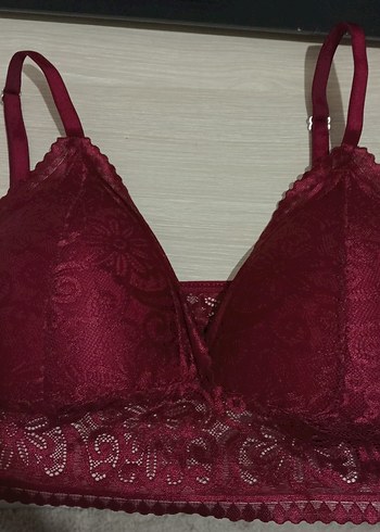 Bordo Dantel Bohem Bralet - Görsel 2