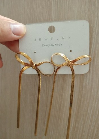 Gold İtalyan Zincir Fiyonk Detaylı Küpe - Görsel 3