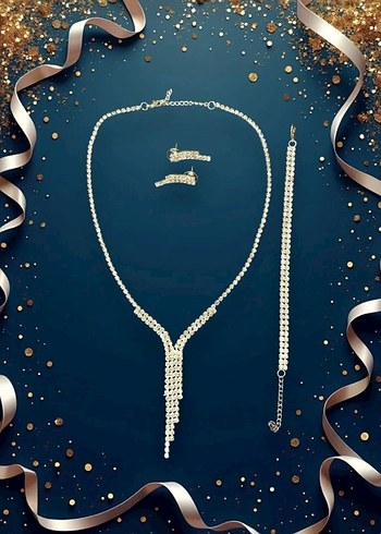 Abiye Set Suyolu Kolye, bileklik, küpe - Görsel 2