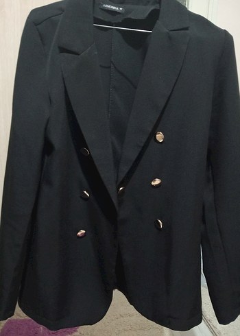 Düğmeli Siyah Kadın Blazer Ceket - Görsel 4