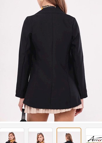 Düğmeli Siyah Kadın Blazer Ceket - Görsel 2