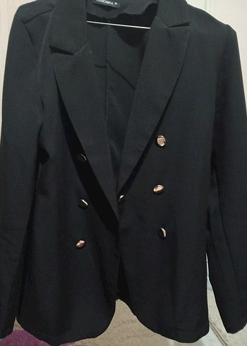 Düğmeli Siyah Kadın Blazer Ceket - Görsel 3