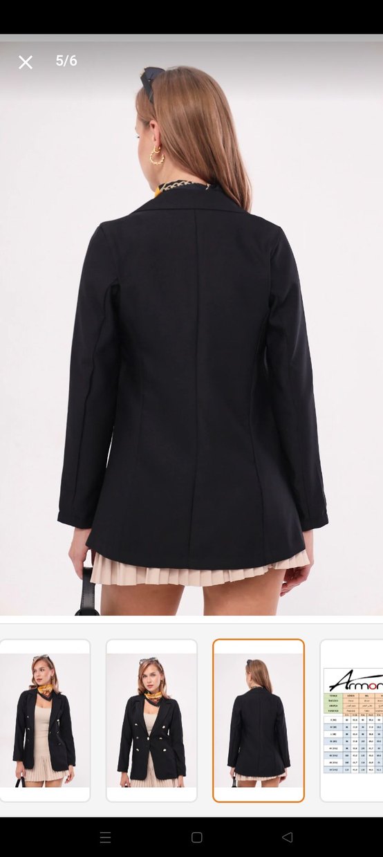 Düğmeli Siyah Kadın Blazer Ceket - Görsel 2