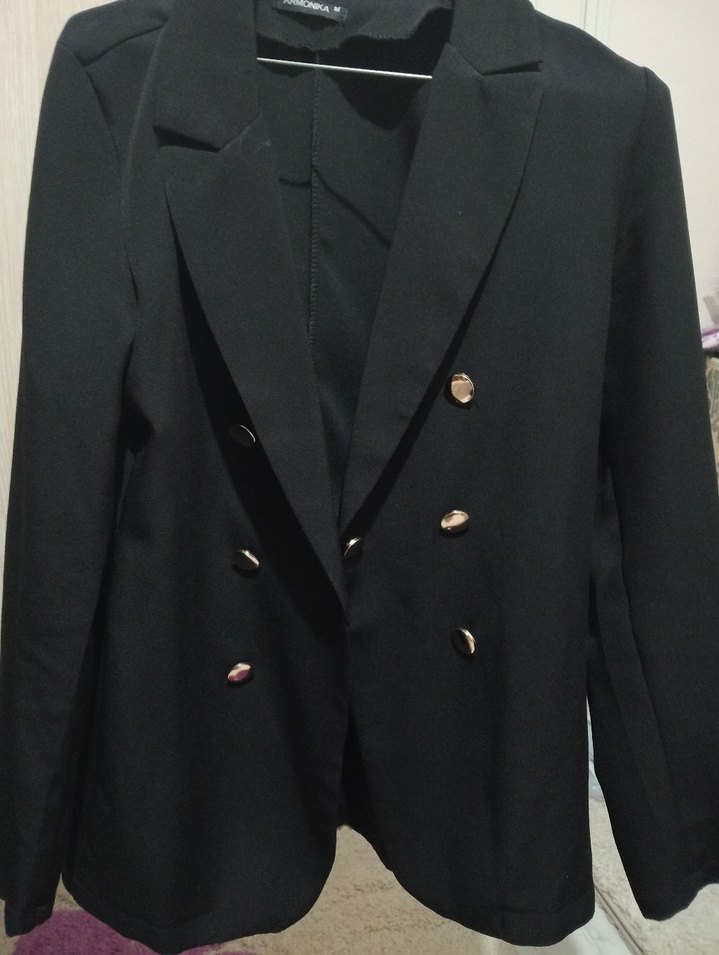 Düğmeli Siyah Kadın Blazer Ceket - Görsel 3