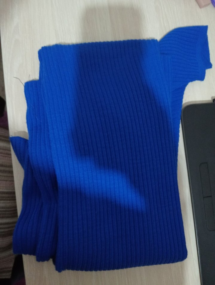 Uzun Mavi Tesettür Triko Elbise - Görsel 4