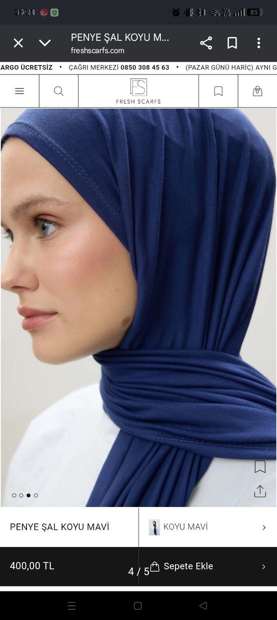 Koyu Mavi Fresh Scarfs Penye Şal - Görsel 3