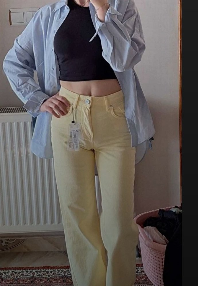 Kadın Sarı Kot Pantolon - Görsel 3