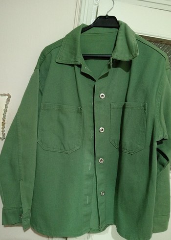 Düğmeli Yeşil Kadın Kot Ceket - Görsel 8