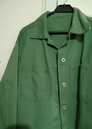 Düğmeli Yeşil Kadın Kot Ceket - Görsel 6