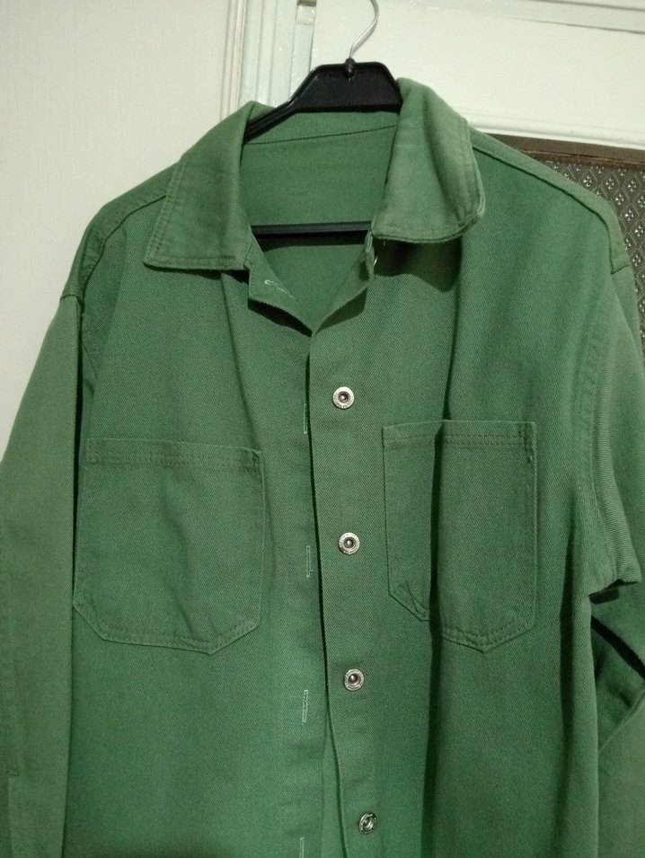 Düğmeli Yeşil Kadın Kot Ceket - Görsel 2