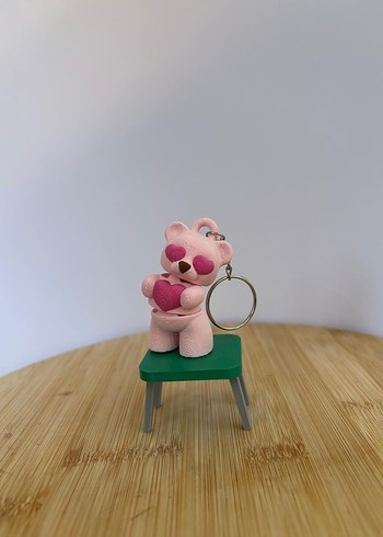 Pembe Kalp Detaylı 3D yazıcı ile yapılmış Anahtarlık