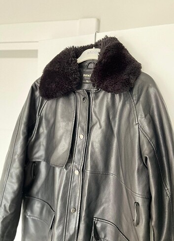 xl Beden Siyah deri mont