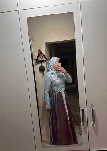 Nakışlı Uzun Kol Bohem Abiye Elbise - Görsel 6