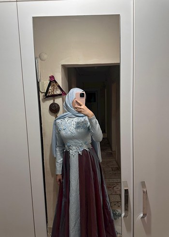 Nakışlı Uzun Kol Bohem Abiye Elbise - Görsel 5