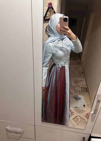 Nakışlı Uzun Kol Bohem Abiye Elbise - Görsel 2