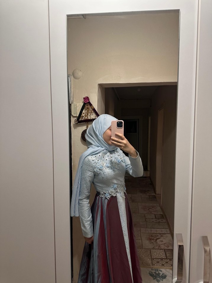 Nakışlı Uzun Kol Bohem Abiye Elbise - Görsel 3