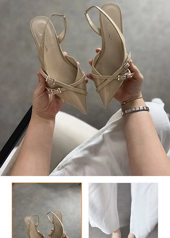 36 Beden Bej Rugan Stiletto Topuklu Kadın Ayakkabı