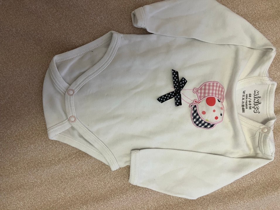 Minico Beyaz Baskılı Bebek zıbın 6-9 Ay - Görsel 2