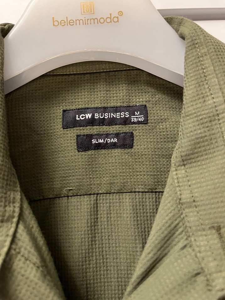 Düğmeli Khaki Keten Erkek Gömlek - Görsel 3