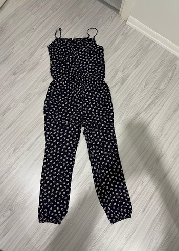 Mavi Çiçek Desenli Kadın Tulum - Görsel 5