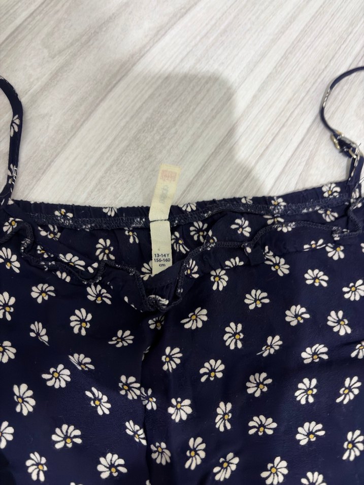 Mavi Çiçek Desenli Kadın Tulum - Görsel 3