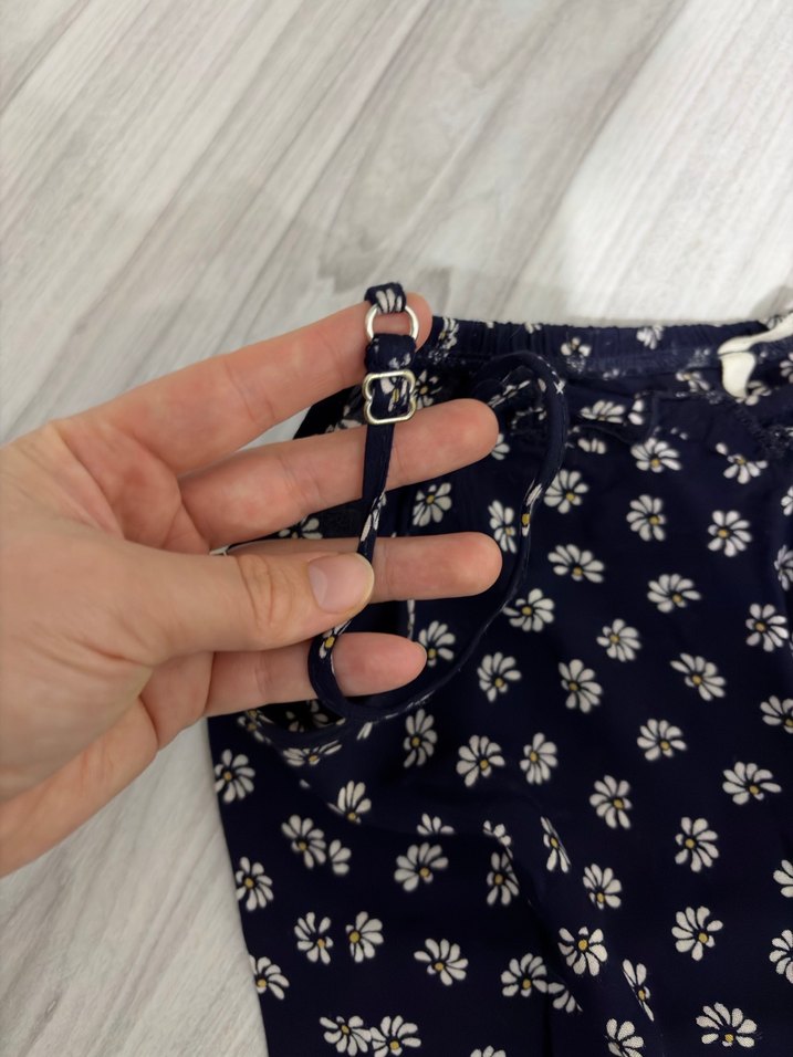 Mavi Çiçek Desenli Kadın Tulum - Görsel 2