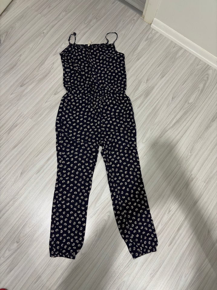 Mavi Çiçek Desenli Kadın Tulum - Görsel 5