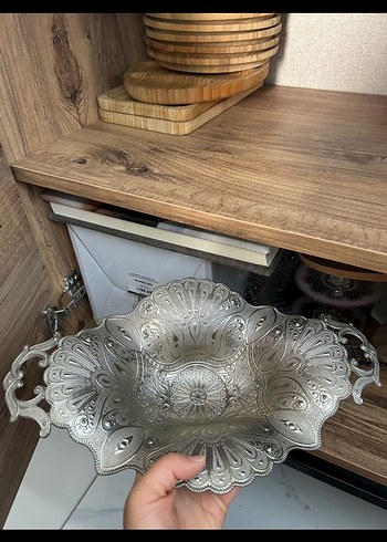 Gri Desenli Metal Dekoratif Vazo - Görsel 2