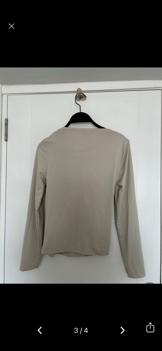 Bej Drapeli Uzun Kollu Kadın Bluz - Görsel 3