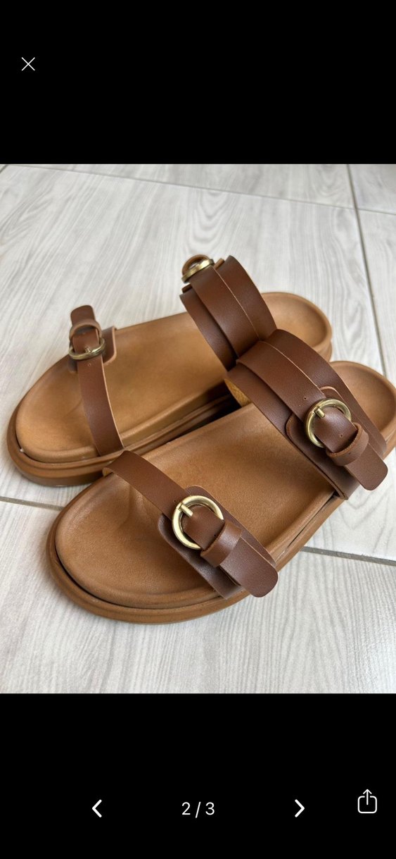 Tokalı Kahverengi Deri Kadın Terlik - Görsel 2