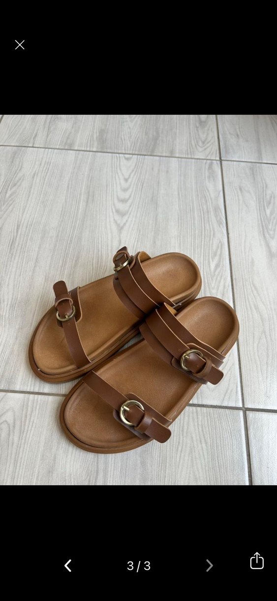 Tokalı Kahverengi Deri Kadın Terlik - Görsel 3