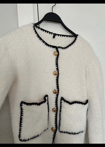 Trendyol milla Düğmeli Beyaz Triko Kadın Hırka - Görsel 3