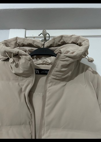 Zara Bej Kadın Şişme Kaban, Yüksek Yaka, Midi Boy - Görsel 3